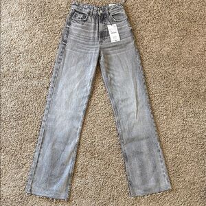 Zara Light Gray High Waisted Wide Leg Jeans